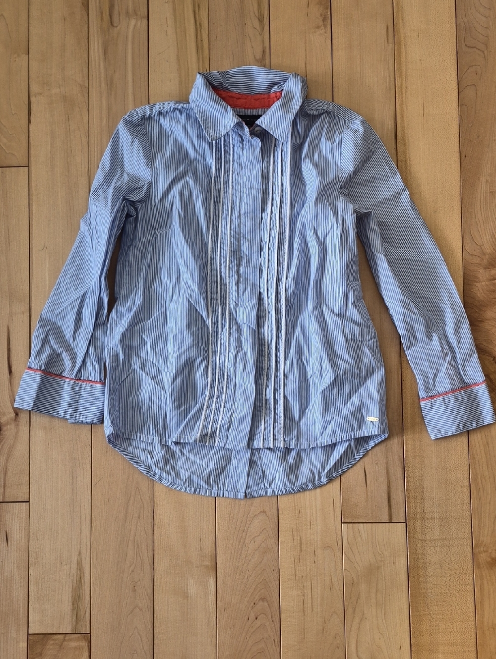 Girls' Size 6/7 Tommy Hilfiger Blue Striped Button-Up Shirt